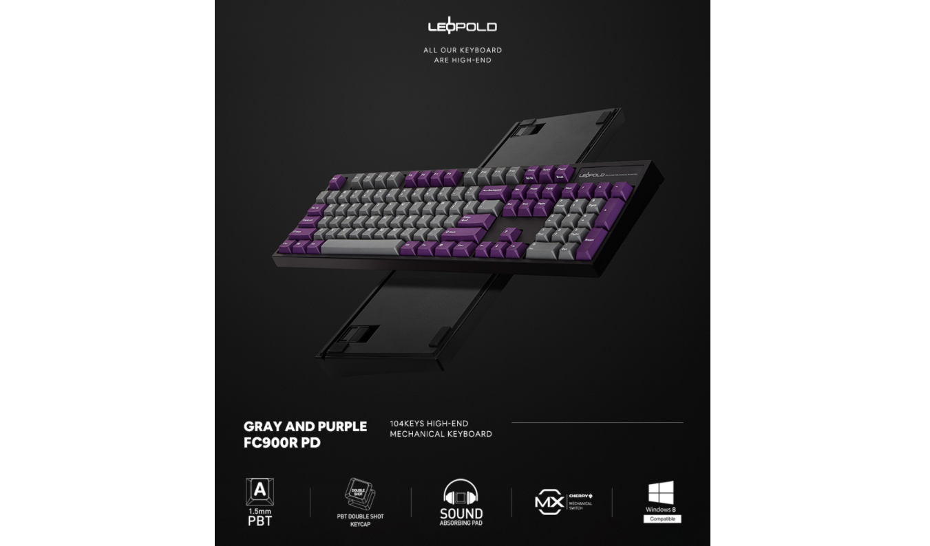 Giới thiệu Bàn phím cơ Leopold FC900RPD (USB/PBT Doubleshot/Grey Purple/Red sw)